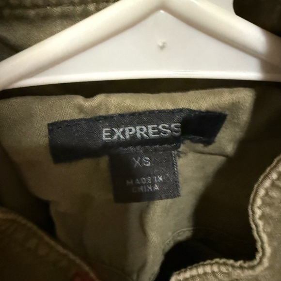 Express Utility Jacket Women’s XS Olive Green Military Style Button Front Coat - Picture 2 of 4